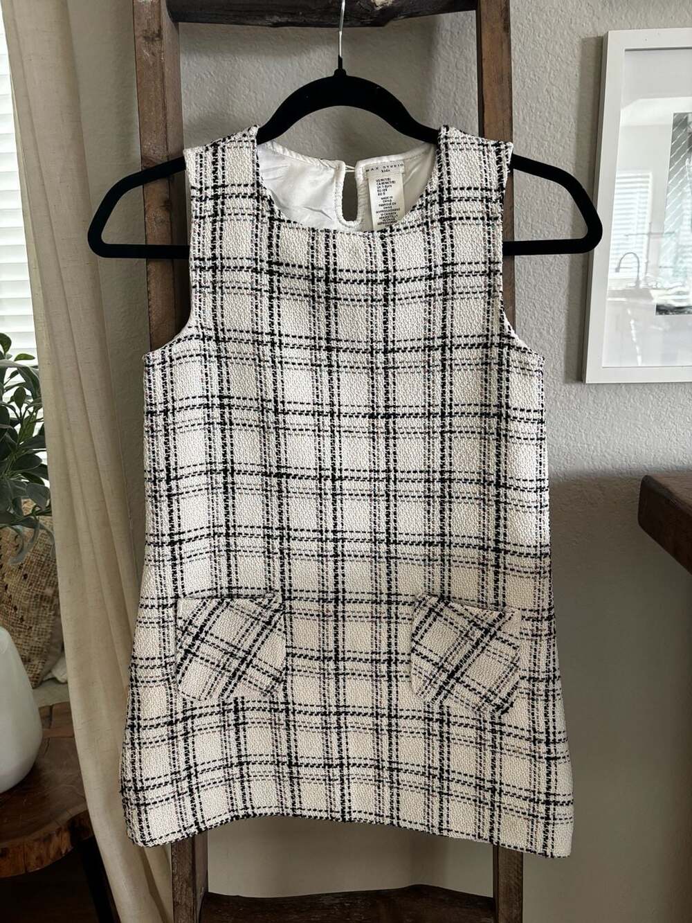 Max Studio Kids Girls Sleeveless Tweed Plaid Shift Dress